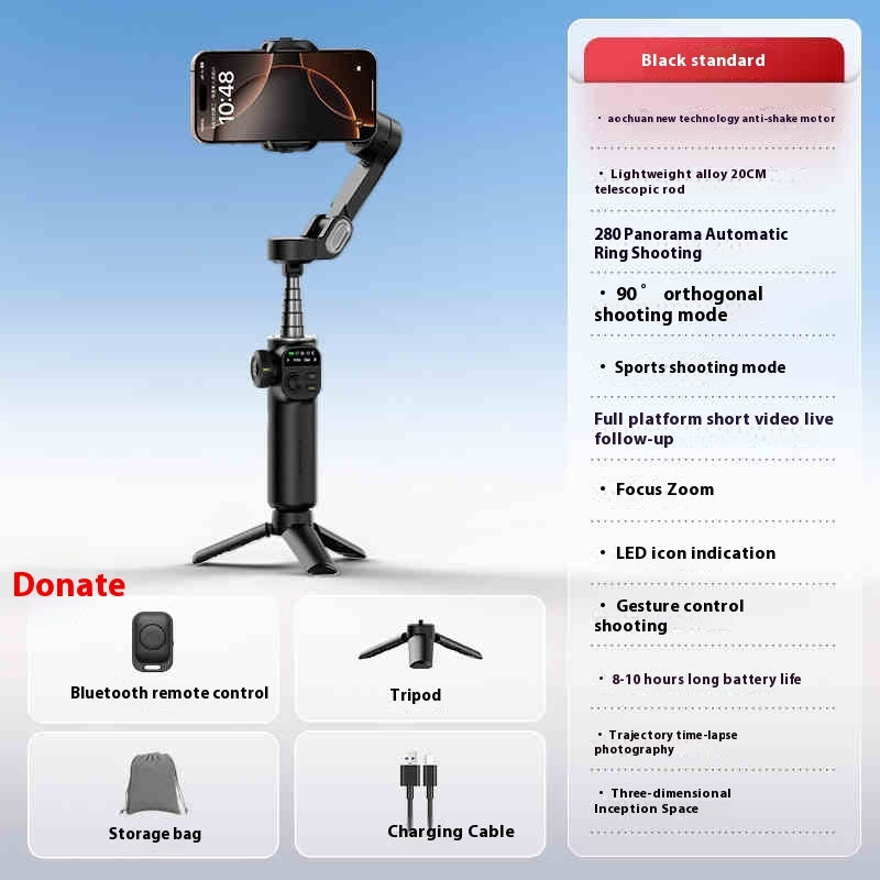 Mobiler 3-Achsen PTZ-Smartphone-Stabilisator mit Anti-Shake – Handheld Gimbal & Selfie Stick