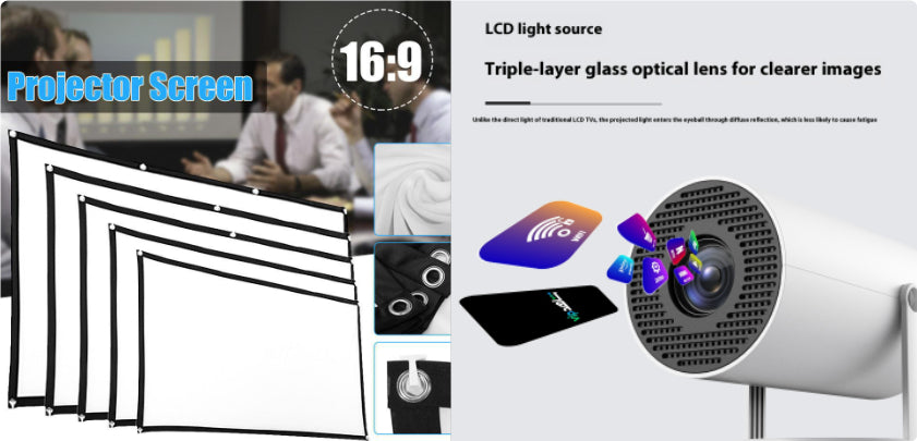 Tragbarer Projektor Kleiner gerader Projektor für den Heimgebrauch 180-Grad-Projektionswinkel Automatischer Fokus Heimkino-Projektor