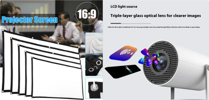 Tragbarer Projektor Kleiner gerader Projektor für den Heimgebrauch 180-Grad-Projektionswinkel Automatischer Fokus Heimkino-Projektor
