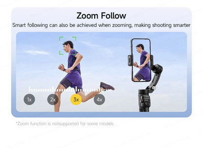 TOKQI M06 KI-Tracking-Gimbal Anti-Schütteln-Stabilisator mit integriertem Teleskopstab und kabellosem Mikrofon für Smartphone-Aufnahmen und Vlogs