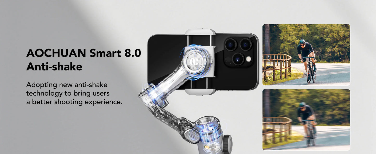 AOCHUAN Smart X2 – 3-Achsen-Smartphone-Gimbal mit ausziehbarem Stativarm und LED-Display.