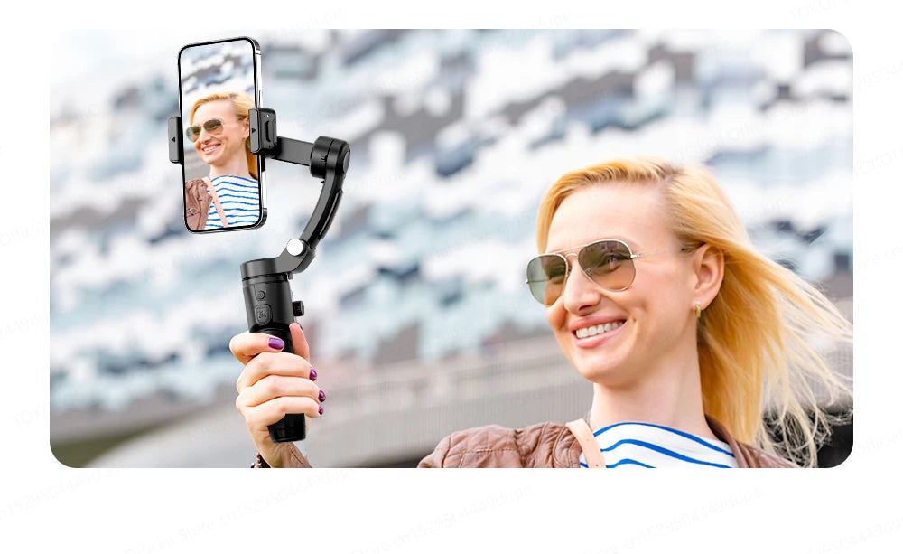 TOKQI M06 KI-Tracking-Gimbal Anti-Schütteln-Stabilisator mit integriertem Teleskopstab und kabellosem Mikrofon für Smartphone-Aufnahmen und Vlogs