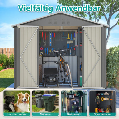 8x6FT Schuppen mit Klapp Tür  Metall  Wasserdichtigkeit: Ideal zur Aufbewahrung von Gartengeräten und Werkzeugen