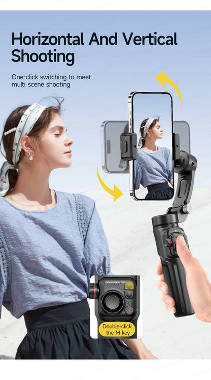 TOKQI M06 KI-Tracking-Gimbal Anti-Schütteln-Stabilisator mit integriertem Teleskopstab und kabellosem Mikrofon für Smartphone-Aufnahmen und Vlogs