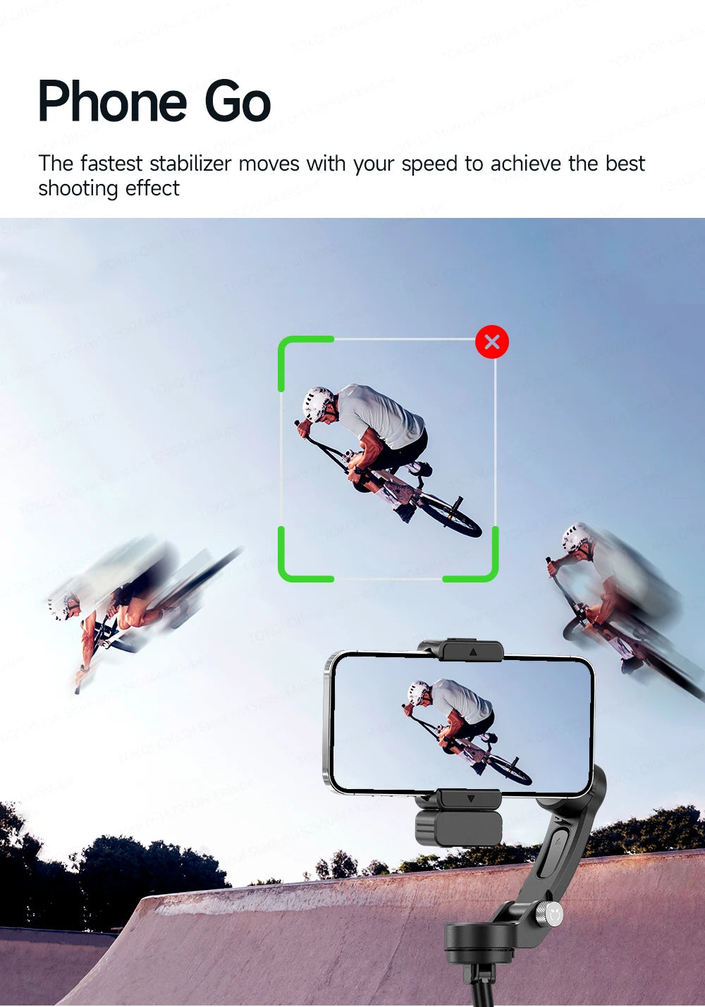 TOKQI M06 KI-Tracking-Gimbal Anti-Schütteln-Stabilisator mit integriertem Teleskopstab und kabellosem Mikrofon für Smartphone-Aufnahmen und Vlogs