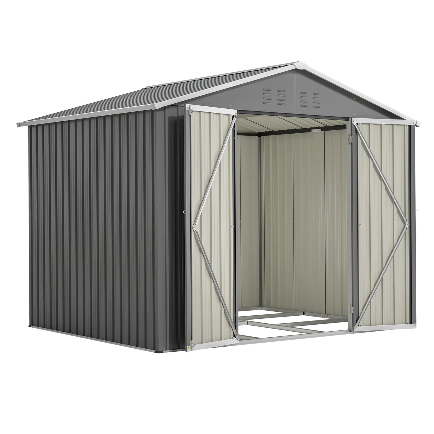 8x6FT Schuppen mit Klapp Tür  Metall  Wasserdichtigkeit: Ideal zur Aufbewahrung von Gartengeräten und Werkzeugen