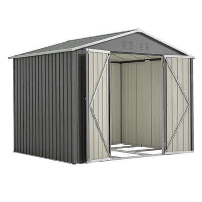 8x6FT Schuppen mit Klapp Tür  Metall  Wasserdichtigkeit: Ideal zur Aufbewahrung von Gartengeräten und Werkzeugen