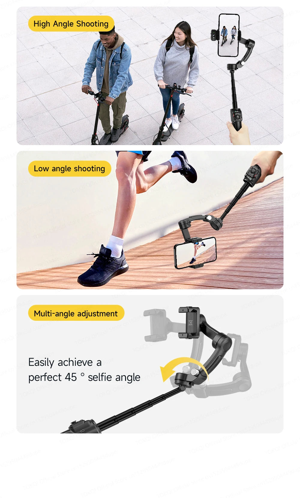 TOKQI M06 KI-Tracking-Gimbal Anti-Schütteln-Stabilisator mit integriertem Teleskopstab und kabellosem Mikrofon für Smartphone-Aufnahmen und Vlogs