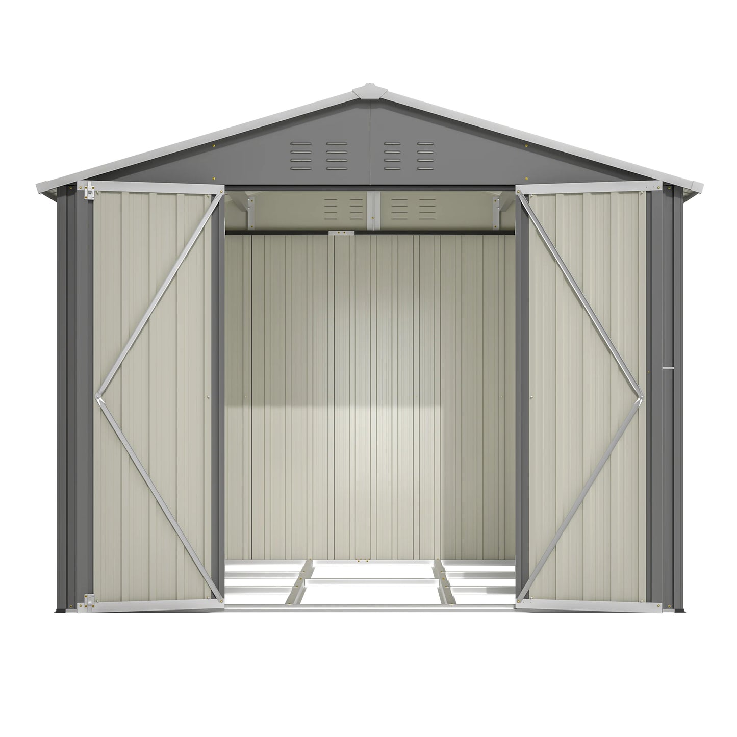 8x6FT Schuppen mit Klapp Tür  Metall  Wasserdichtigkeit: Ideal zur Aufbewahrung von Gartengeräten und Werkzeugen