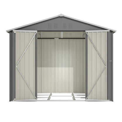 8x6FT Schuppen mit Klapp Tür  Metall  Wasserdichtigkeit: Ideal zur Aufbewahrung von Gartengeräten und Werkzeugen