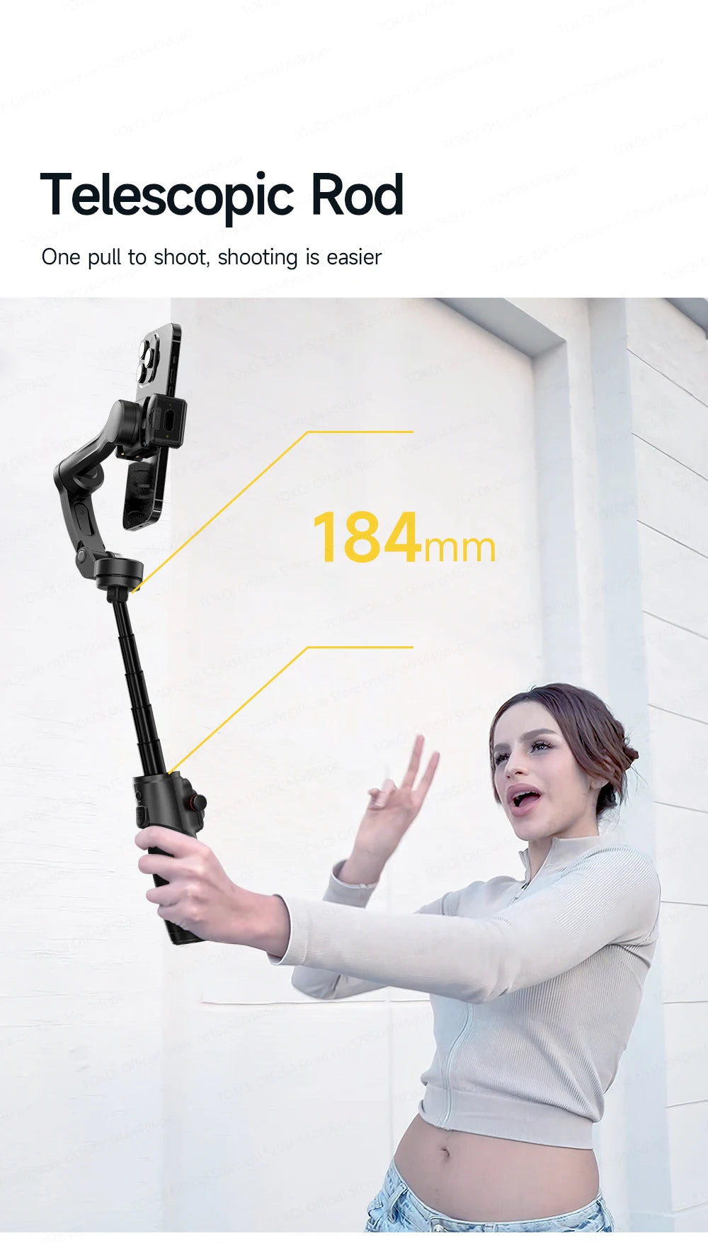 TOKQI M06 KI-Tracking-Gimbal Anti-Schütteln-Stabilisator mit integriertem Teleskopstab und kabellosem Mikrofon für Smartphone-Aufnahmen und Vlogs