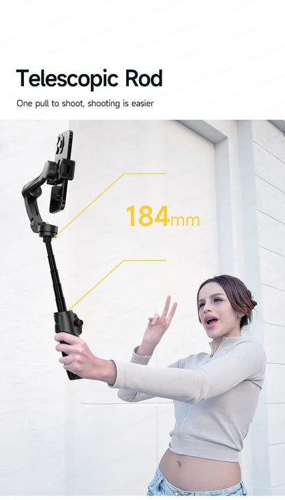 TOKQI M06 KI-Tracking-Gimbal Anti-Schütteln-Stabilisator mit integriertem Teleskopstab und kabellosem Mikrofon für Smartphone-Aufnahmen und Vlogs