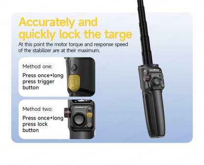 TOKQI M06 KI-Tracking-Gimbal Anti-Schütteln-Stabilisator mit integriertem Teleskopstab und kabellosem Mikrofon für Smartphone-Aufnahmen und Vlogs