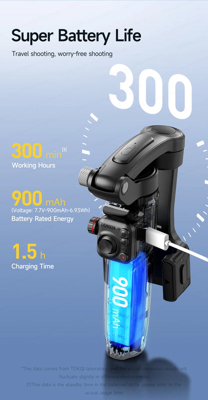 TOKQI M06 KI-Tracking-Gimbal Anti-Schütteln-Stabilisator mit integriertem Teleskopstab und kabellosem Mikrofon für Smartphone-Aufnahmen und Vlogs