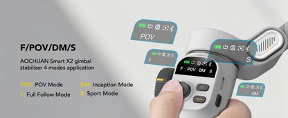 AOCHUAN Smart X2 – 3-Achsen-Smartphone-Gimbal mit ausziehbarem Stativarm und LED-Display.