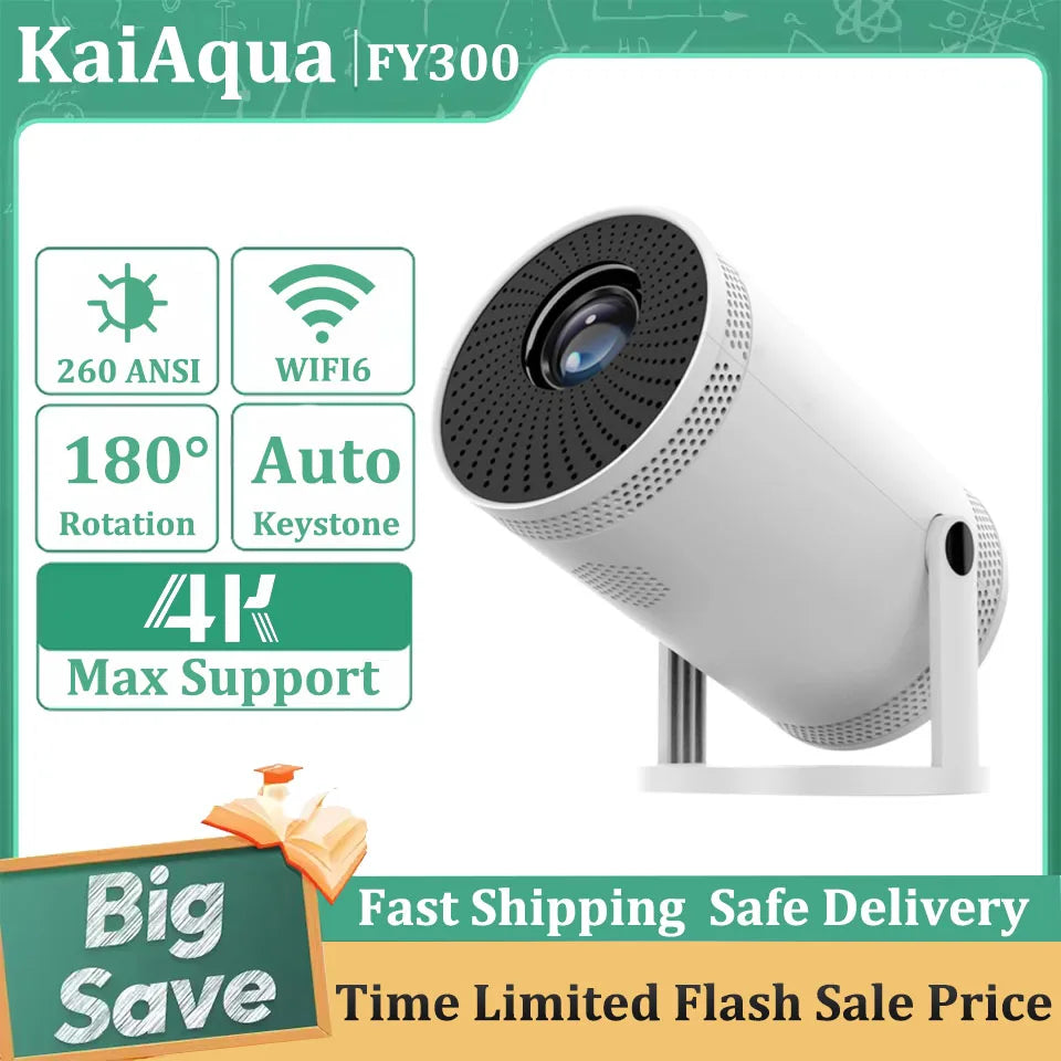 Mini tragbarer Projektor unterstützt 4K 1080P Video Projektor 260ANSI 5G Wifi 180° drehbarer Heimkino-Beamer Smart Outdoor-Projektor