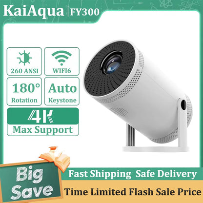 Mini tragbarer Projektor unterstützt 4K 1080P Video Projektor 260ANSI 5G Wifi 180° drehbarer Heimkino-Beamer Smart Outdoor-Projektor