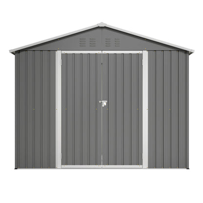 8x6FT Schuppen mit Klapp Tür  Metall  Wasserdichtigkeit: Ideal zur Aufbewahrung von Gartengeräten und Werkzeugen