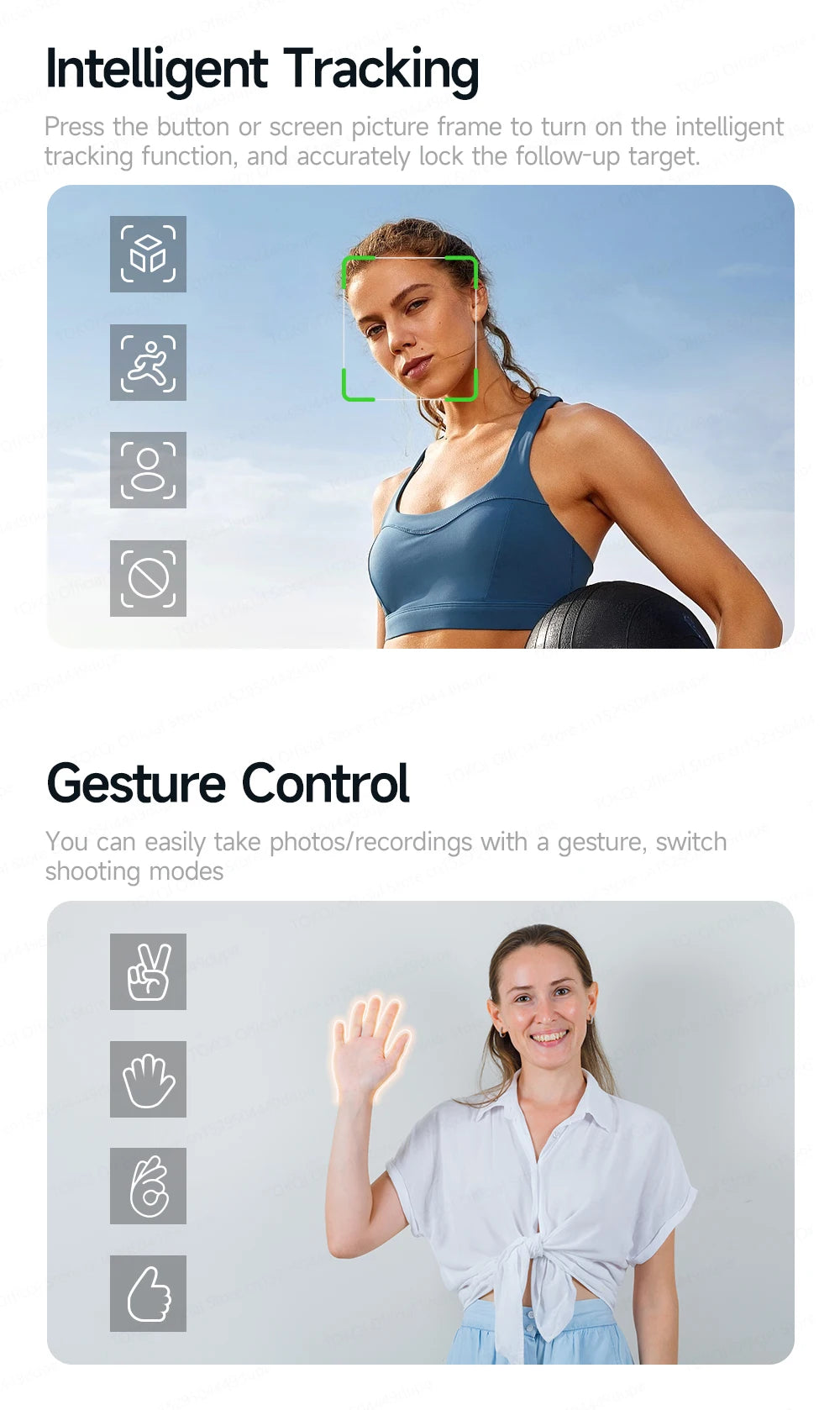 TOKQI M06 KI-Tracking-Gimbal Anti-Schütteln-Stabilisator mit integriertem Teleskopstab und kabellosem Mikrofon für Smartphone-Aufnahmen und Vlogs