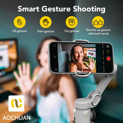 AOCHUAN Smart X2 – 3-Achsen-Smartphone-Gimbal mit ausziehbarem Stativarm und LED-Display.