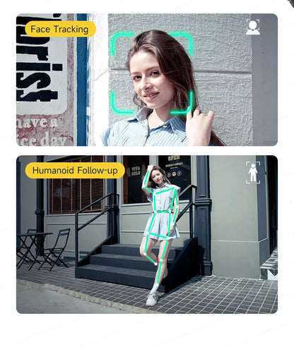 TOKQI M06 KI-Tracking-Gimbal Anti-Schütteln-Stabilisator mit integriertem Teleskopstab und kabellosem Mikrofon für Smartphone-Aufnahmen und Vlogs