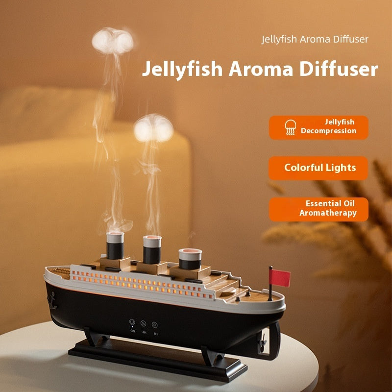 Kreativer Retro-Schiff Aroma-Diffusor Ultraschall-Speiben-Ring Qualle Spray-Luftbefeuchter
