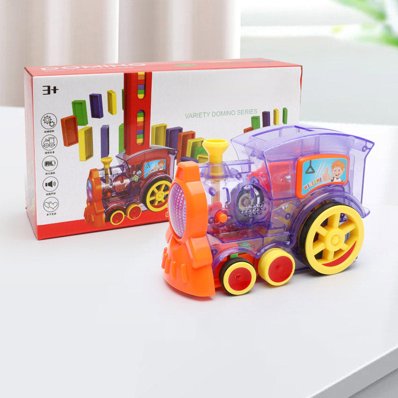 Domino-Zugspielzeug Babyspielzeug Auto-Puzzle Automatische Freigabe Lizenz Elektrische Bausteine Zugspielzeug