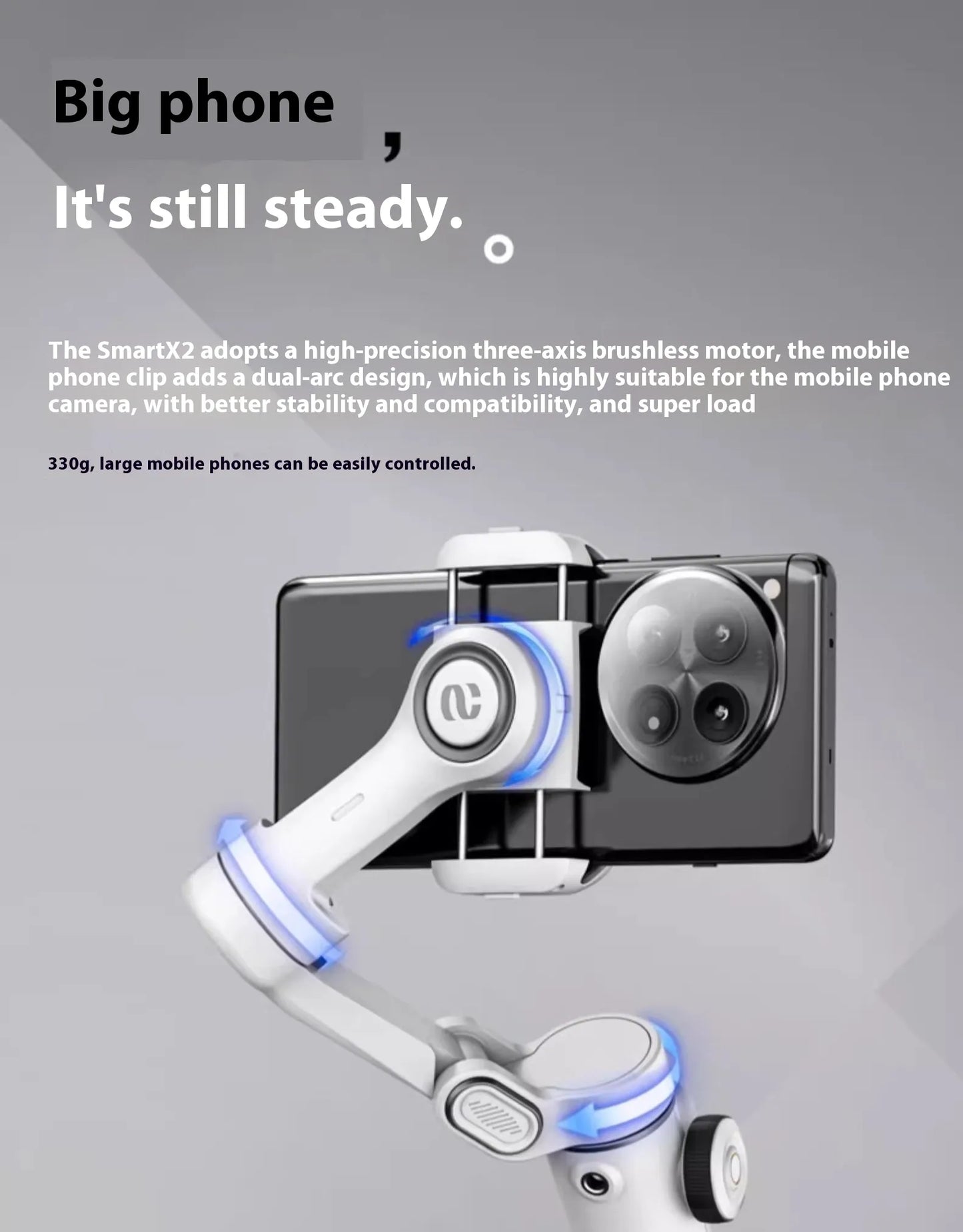 Mobiler 3-Achsen PTZ-Smartphone-Stabilisator mit Anti-Shake – Handheld Gimbal & Selfie Stick